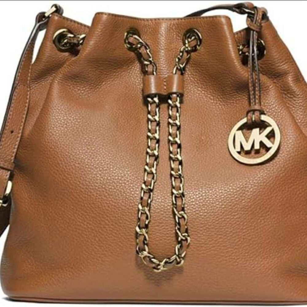 Michael Kors Mk Frankie Drawstring Bucket Brown C… - image 1
